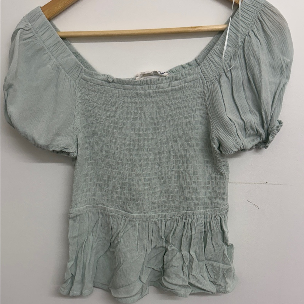 Hippie Rose Light Green Smocked Blouse